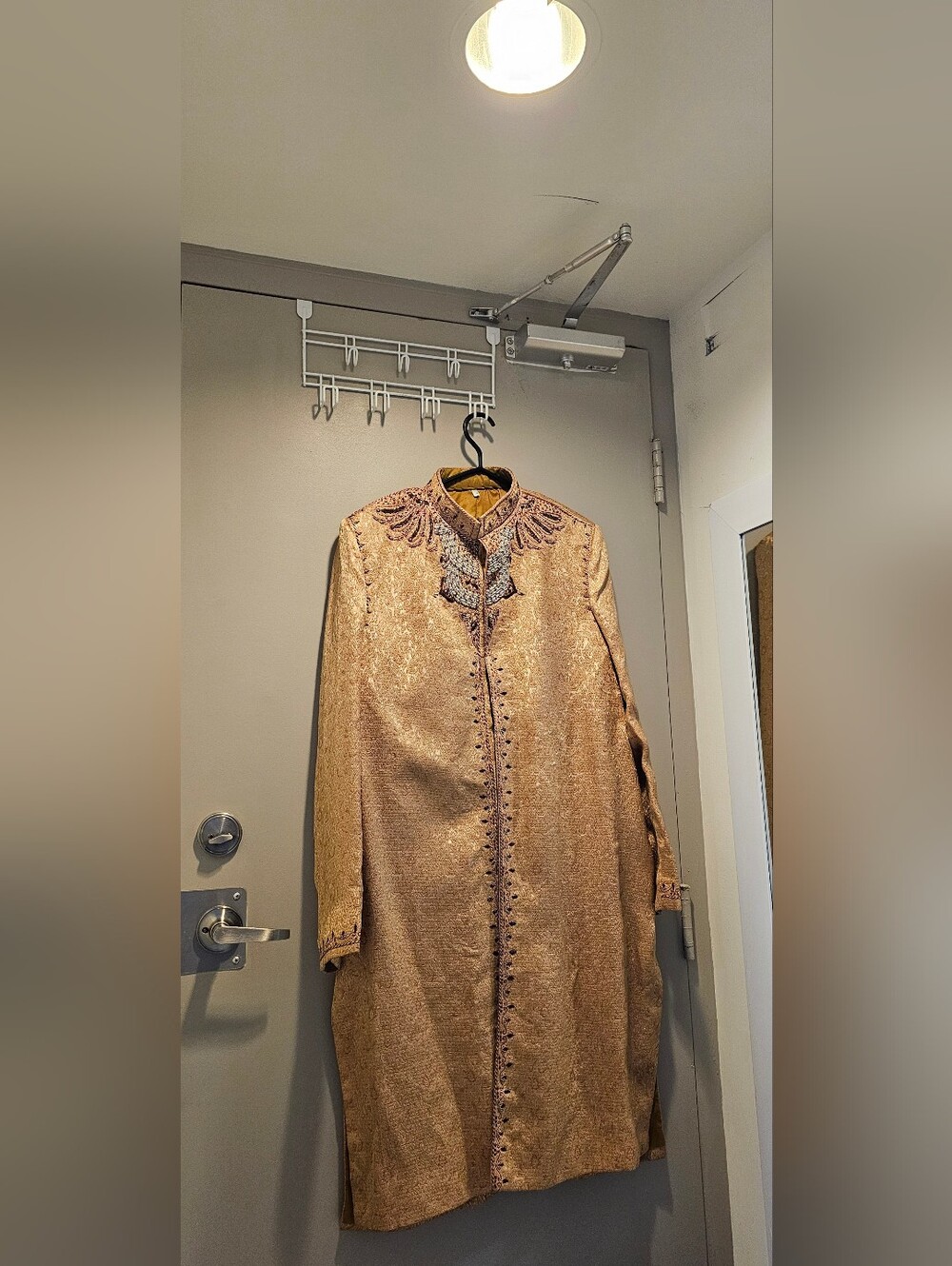 Gold Brocade Sherwani with Embellishments